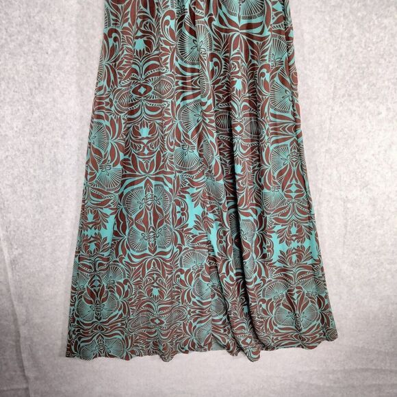NWT Dance & Marvel Maxi Dress Womens Small Green Brown Faux Wrap Geometric Flowy - Picture 11 of 12